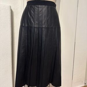 Vince Leather Skirt Pleated Front Panel